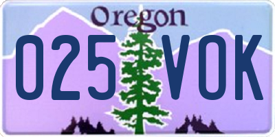 OR license plate 025VOK