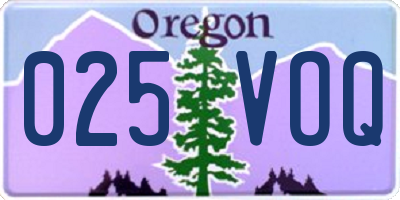 OR license plate 025VOQ
