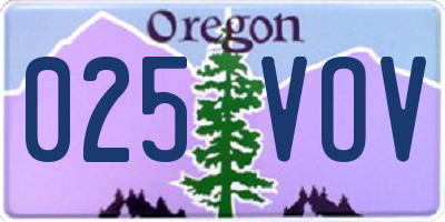 OR license plate 025VOV