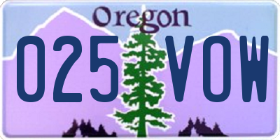 OR license plate 025VOW