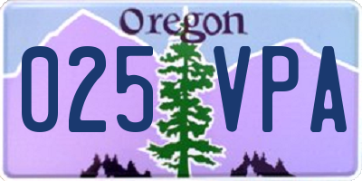 OR license plate 025VPA