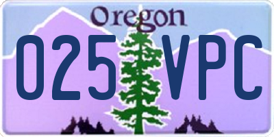 OR license plate 025VPC