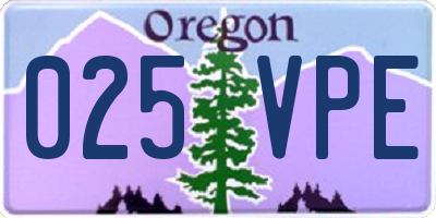 OR license plate 025VPE