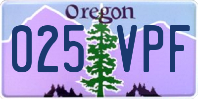 OR license plate 025VPF