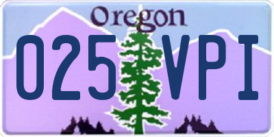 OR license plate 025VPI