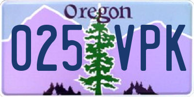 OR license plate 025VPK