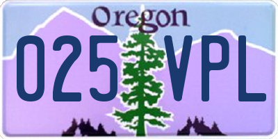 OR license plate 025VPL