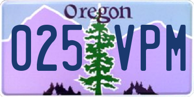 OR license plate 025VPM