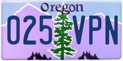 OR license plate 025VPN