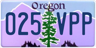OR license plate 025VPP