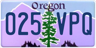 OR license plate 025VPQ