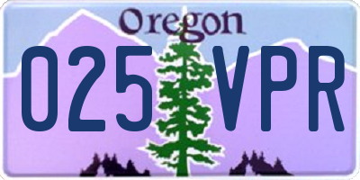 OR license plate 025VPR