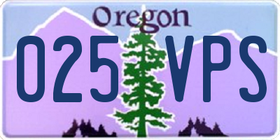 OR license plate 025VPS