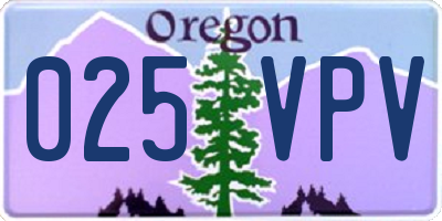 OR license plate 025VPV