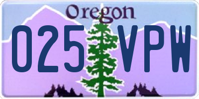 OR license plate 025VPW