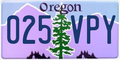OR license plate 025VPY