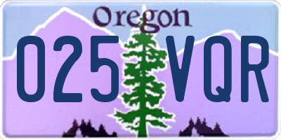OR license plate 025VQR