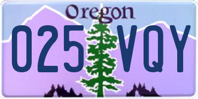 OR license plate 025VQY
