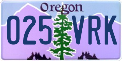 OR license plate 025VRK