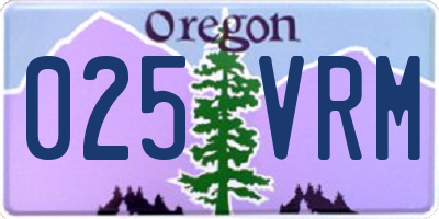 OR license plate 025VRM