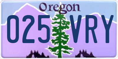 OR license plate 025VRY