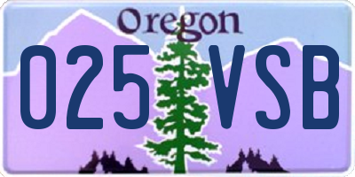 OR license plate 025VSB
