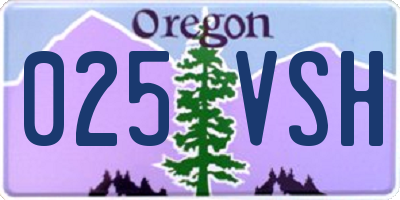 OR license plate 025VSH