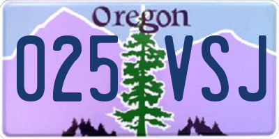OR license plate 025VSJ