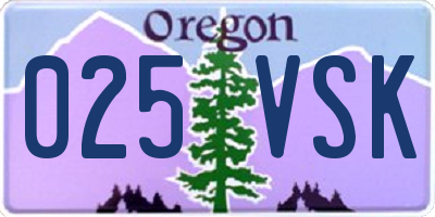 OR license plate 025VSK