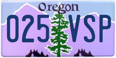 OR license plate 025VSP