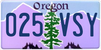 OR license plate 025VSY