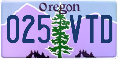 OR license plate 025VTD