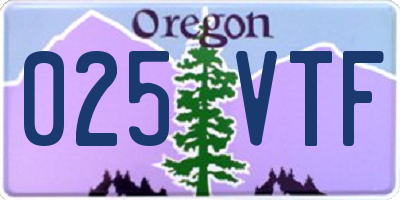 OR license plate 025VTF