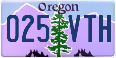 OR license plate 025VTH