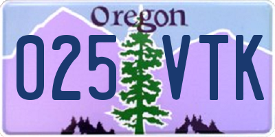 OR license plate 025VTK