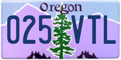 OR license plate 025VTL