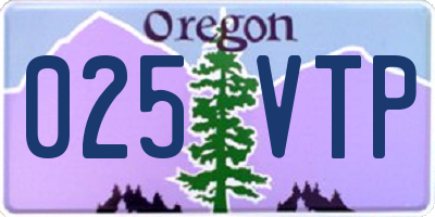 OR license plate 025VTP