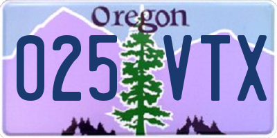 OR license plate 025VTX