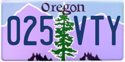 OR license plate 025VTY