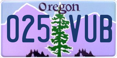 OR license plate 025VUB