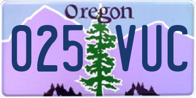 OR license plate 025VUC