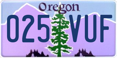 OR license plate 025VUF
