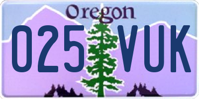 OR license plate 025VUK
