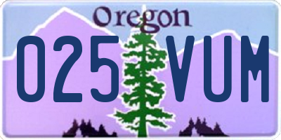 OR license plate 025VUM