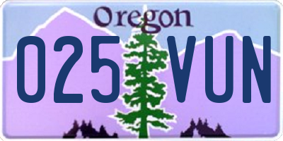 OR license plate 025VUN