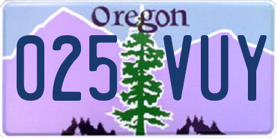 OR license plate 025VUY