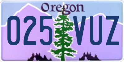 OR license plate 025VUZ