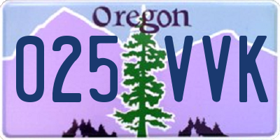 OR license plate 025VVK