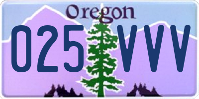 OR license plate 025VVV