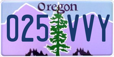 OR license plate 025VVY